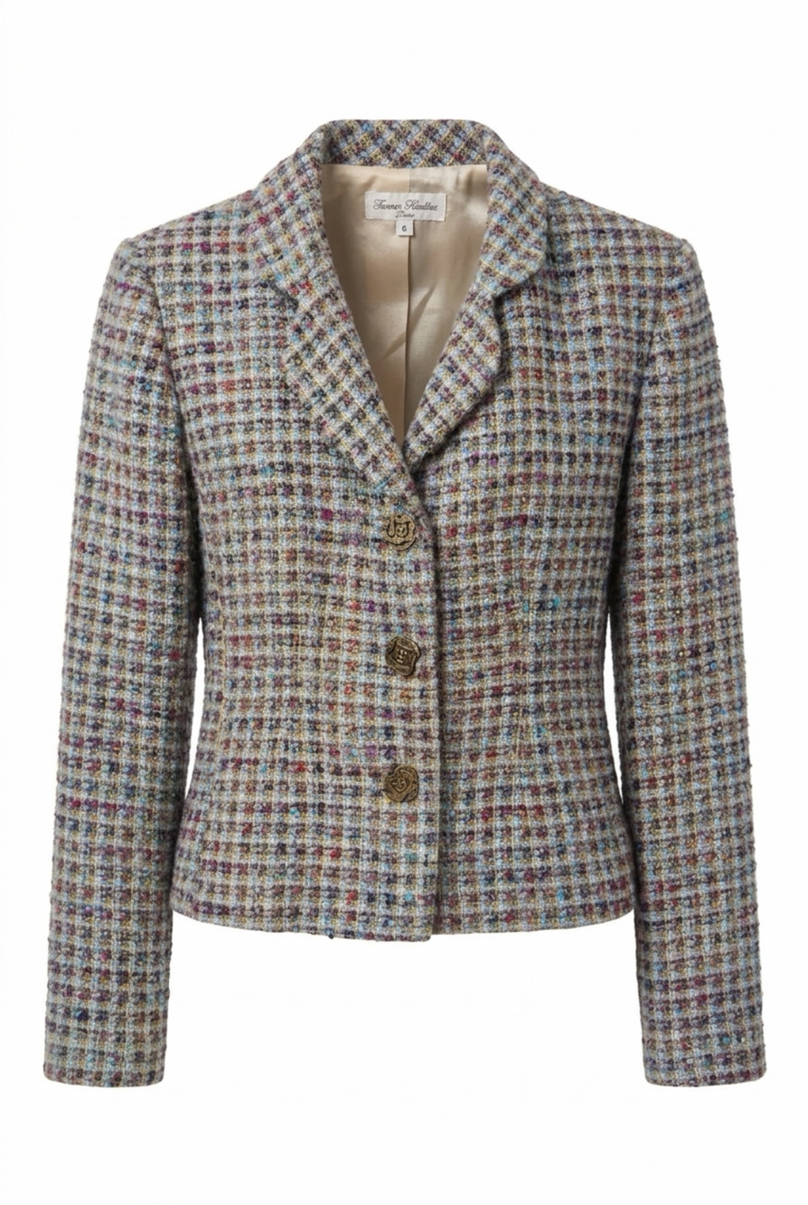Enrico Baldini Petite Multicolor Tweed Button Blazer Size 6